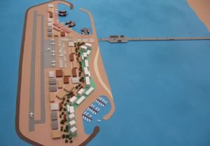 Gaza island model as presented on June 20, 2016. (photo credit:COURTESY/THE ISRAEL PROJECT)
